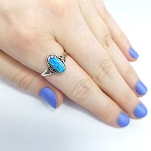 {Ocean Portal Ring} .925 Sterling Silver Bl.Opal